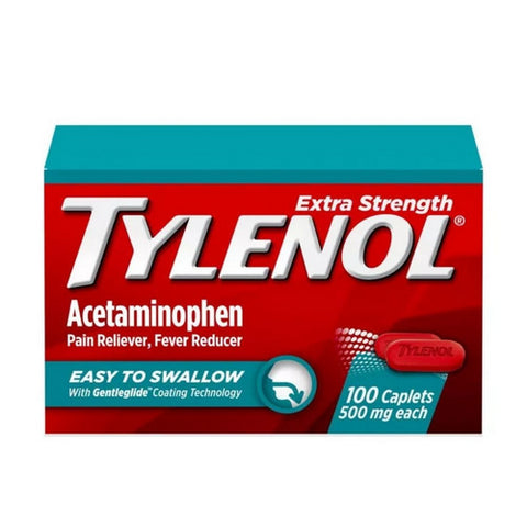 Tylenol, Extra Strength Acetaminophen Caplets, 500 Mg, 100 Count
