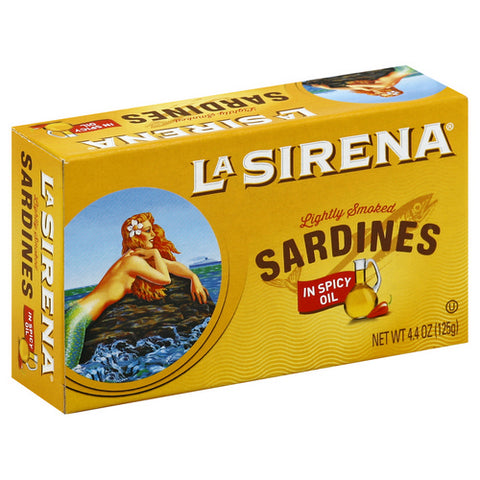 La Sirena, Sardines In Spicy Oil Lightly Smoked, 4.4Oz (Case Of 24)