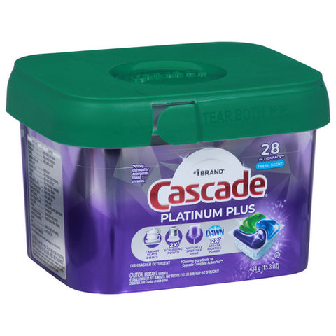 Cascade, Platinum Plus Actionpacs Dishwasher Detergent Fresh Scent, 28 Count (Case Of 6)