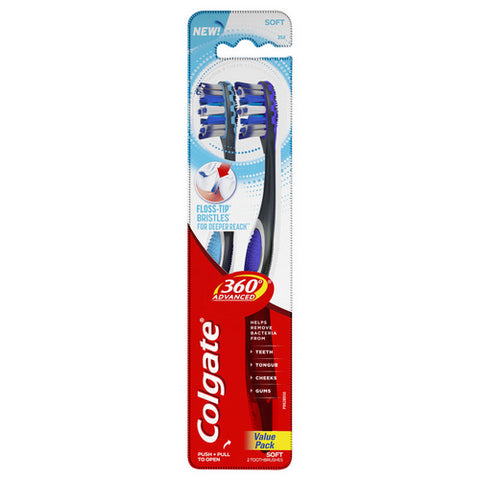 Colgate, 360 Advanced Soft Toothbrush, 2 Count (Case Of 6)