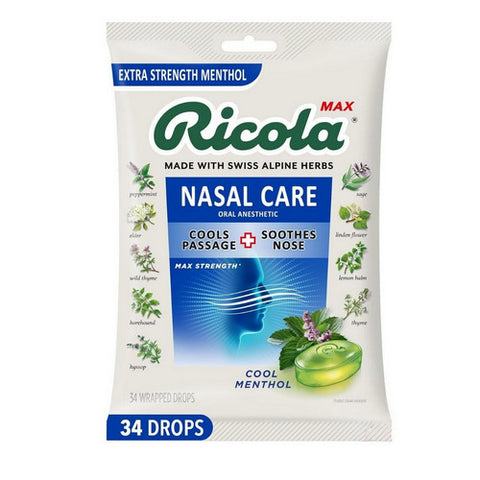 Max Cool Menthol Nasal Care Large Bag 34 Count by Ricola