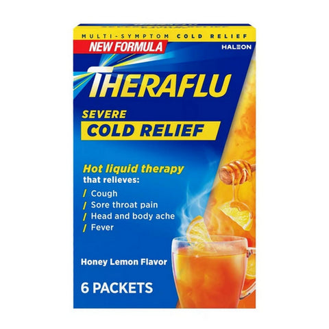 Multi-Symptom Severe Cold Relief Daytime Powder Honey Lemon 6 Count by Theraflu