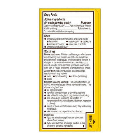 Bayer, Rapid Relief Powder Packs Raspberry, 650 Mg, 10 Count Bayer
