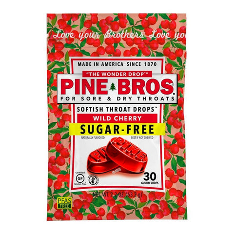 Sore Throat Softish Drops Wild Cherry Sugar Free 30 Count by Pine Bros.