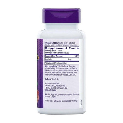 Natrol, Melatonin Fast Dissolve Strawberry Flavor, 5 Mg, 250 Tabs