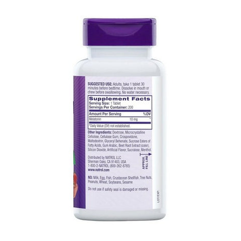 Natrol, Fast Dissolve Melatonin Strawberry-Flavored, 10 Mg, 200 Tabs