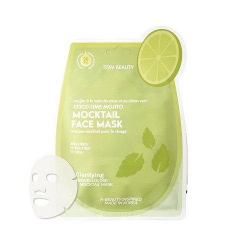Coco Lime Mojito Clarifying Mocktail Biocellulose Mask 10 Count by ESW Beauty