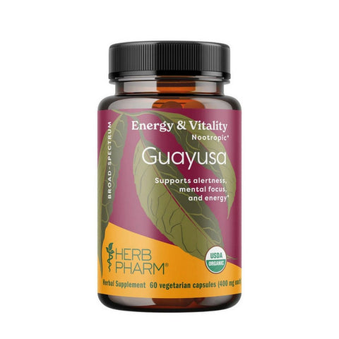Organic Nootropic Guayusa Capsules 60 Count by Herb Pharm