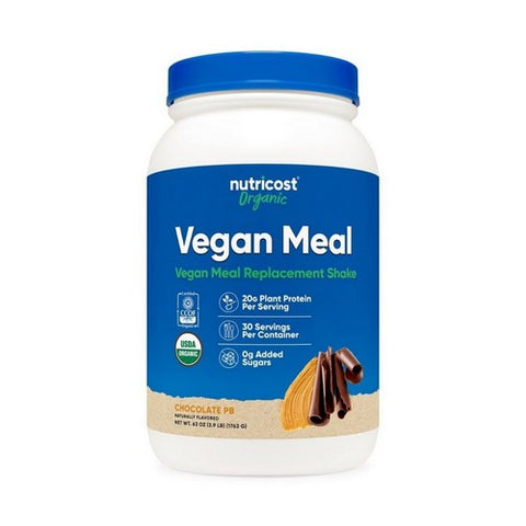 Organic Vegan Meal Replacement Shake Powder Chocolate Peanut Butter 30 Servings by Nutricost