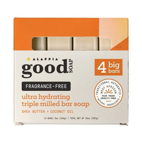 Fragrance Free Good Soap Shea Butter And Coconut Oil 4 Count by Alaffia