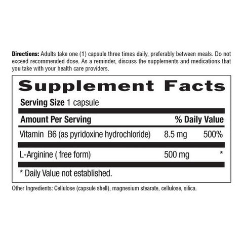 Country Life, L-Arginine with B-6, 500 MG, 100 Caps