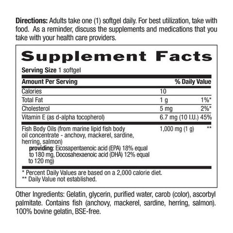 Country Life, Omega 3 Fish Body Oils, 1000 MG, 50 Sftgls