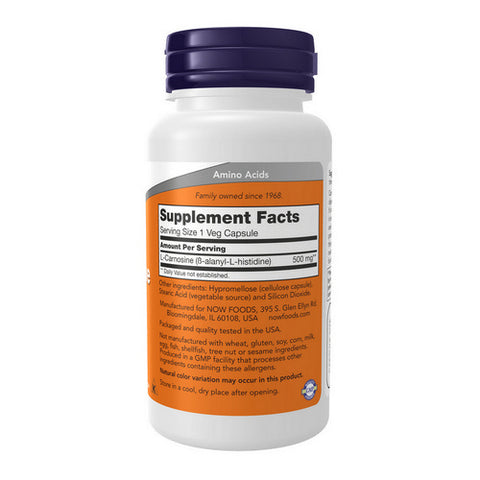 Now Foods, L-Carnosine, 500 mg, 50 Veg Caps