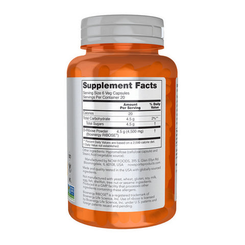 Now Foods, D-Ribose, 750 mg, 120 Caps