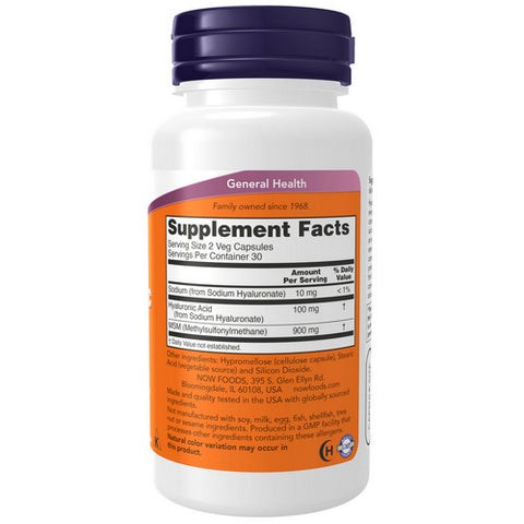 Now Foods, Hyaluronic Acid with MSM, 50 mg, 60 Veg Caps