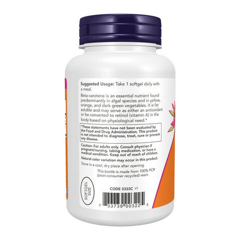Now Foods, Natural Beta Carotene, 25000 IU, 180 Sgels