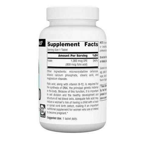 Source Naturals, Folic Acid, 800 mcg, 500 Tabs