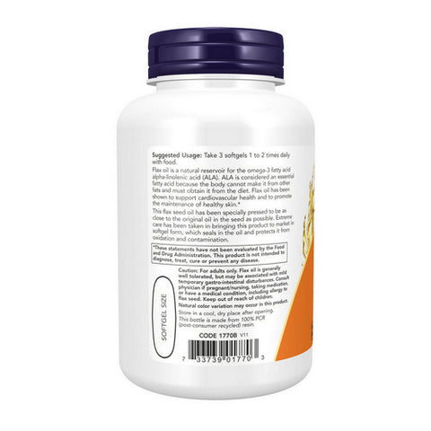 Now Foods, Organic Flax Oil, 1000 mg, 100 Sgels