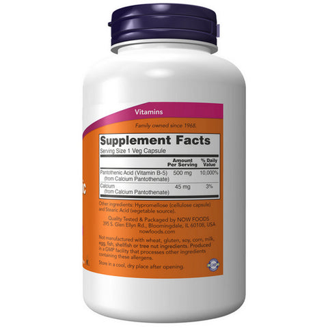 Now Foods, Pantothenic Acid, 500 mg, 250 Caps
