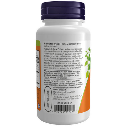 Now Foods, Pygeum & Saw Palmetto Extract, 25 mg/80 mg, 60 Sgels