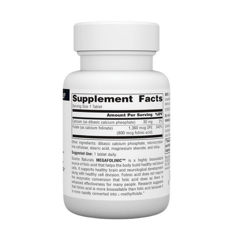 Source Naturals, Mega-folinic, 800 Mcg, 120 Tabs