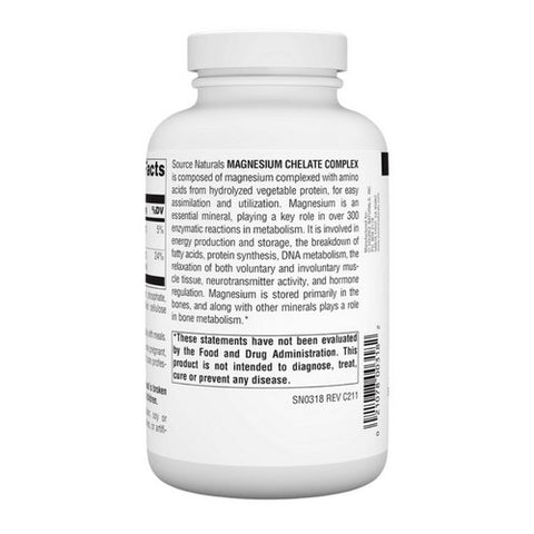 Source Naturals, Magnesium Chelate Complex, 100 mg, 250 Tabs