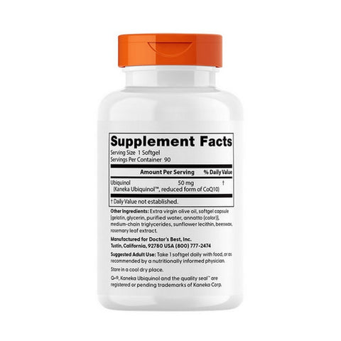 Doctors Best, Ubiquinol with Kaneka's QH, 50 mg, 90 soft gels