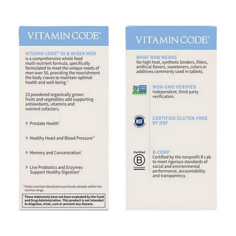 Garden of Life, Vitamin Code, 50 & Wiser Men's Formula 120 Caps Garden of Life
