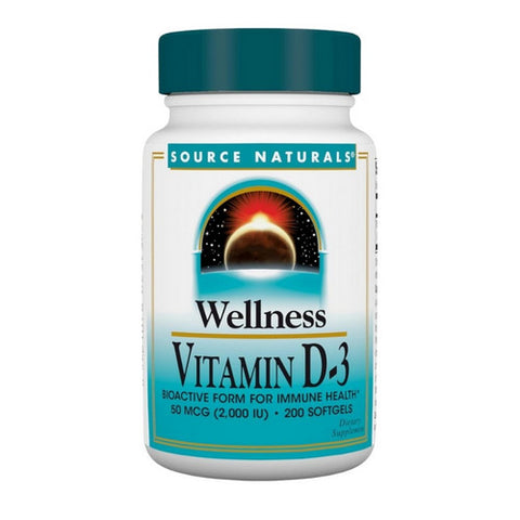 Source Naturals, Wellness Vitamin D-3, 2000 IU, 200 Softgels