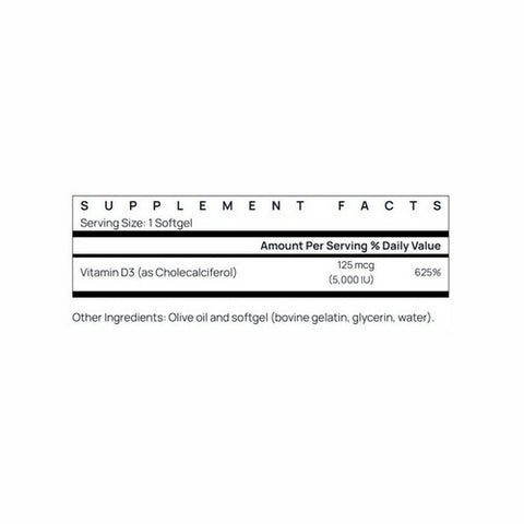 Jarrow Formulas, Vitamin D3, 5000 Iu, 100 Softgels