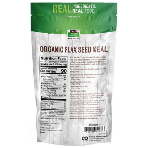 Now Foods, Flax Seed Organic, Meal 12 oz