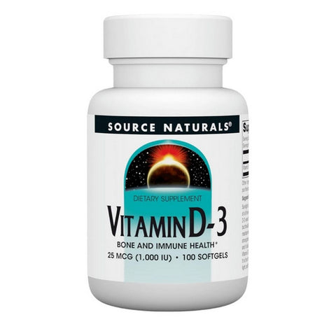 Source Naturals, Vitamin D-3 1000 IU, 100 softgels