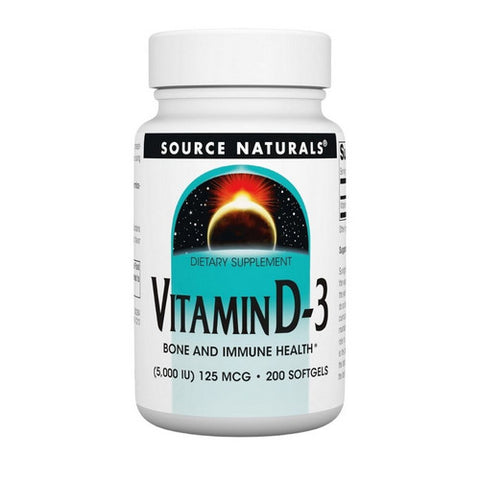 Source Naturals, Vitamin D-3 5000 IU, 200 softgels