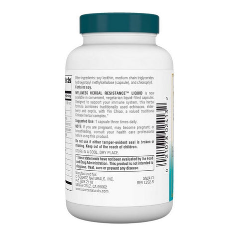 Source Naturals, Wellness Herbal Resistance Liquid, 30 Caps