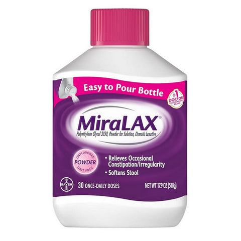 Miralax, Osmotic Laxative Unflavored Powder, 17.9 oz