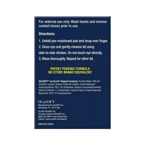 Ocusoft, Lid Scrub Original Eyelid Cleanser Pre-Moistened Pads, 30 Count Ocusoft