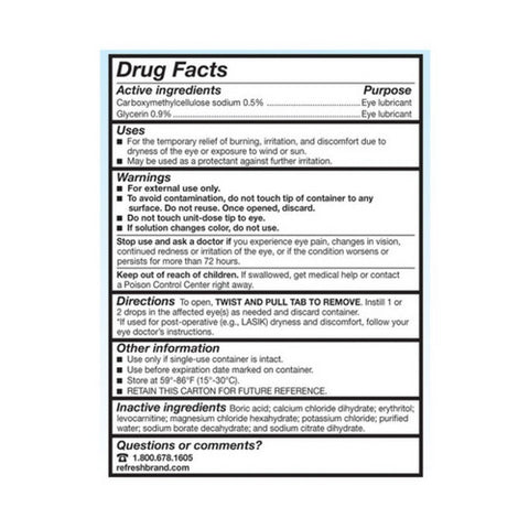 Refresh, Optive Lubricant Eye Drops Single-Use Containers, Count of 30